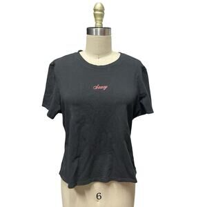 Victoria's Secret PINK XXL Baby Doll Stretch T-Shirt Spell Out "SAUCY"